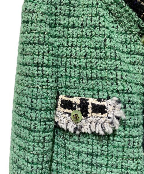 CHANEL（シャネル）CHANEL (シャネル) ココマークボタンツイードジャケット グリーン サイズ:36の古着・服飾アイテム