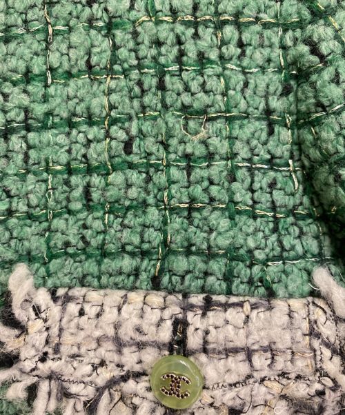CHANEL（シャネル）CHANEL (シャネル) ココマークボタンツイードジャケット グリーン サイズ:36の古着・服飾アイテム