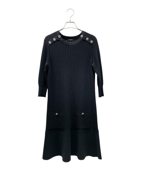 CHANEL（シャネル）CHANEL (シャネル) アンカーボタンニットワンピース ブラック サイズ:38の古着・服飾アイテム