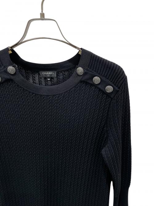 CHANEL（シャネル）CHANEL (シャネル) アンカーボタンニットワンピース ブラック サイズ:38の古着・服飾アイテム