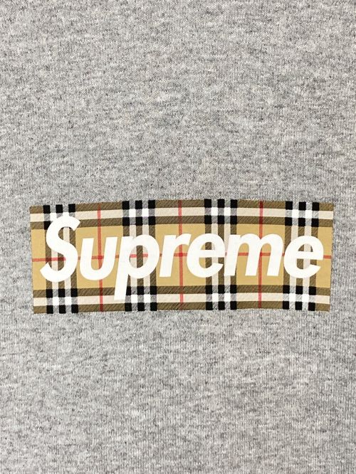 SUPREME（シュプリーム）SUPREME (シュプリーム) BURBERRY (バーバリー) Box Logo Hooded Sweatshirt グレー サイズ:Lの古着・服飾アイテム