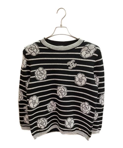 CHANEL（シャネル）CHANEL (シャネル) カシミヤ混カメリアニット ブラック サイズ:34の古着・服飾アイテム