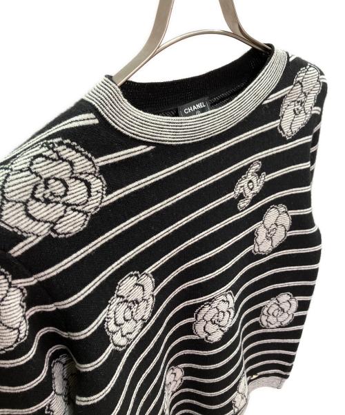 CHANEL（シャネル）CHANEL (シャネル) カシミヤ混カメリアニット ブラック サイズ:34の古着・服飾アイテム