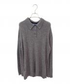 PRADAプラダ）の古着「トライアングルロゴニットポロシャツ」｜グレー
