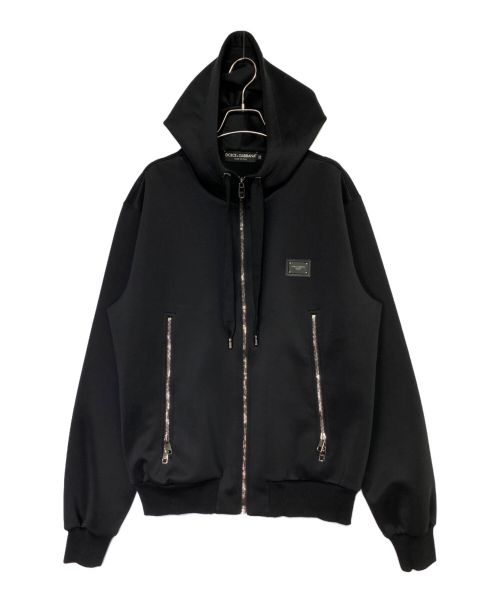 DOLCE & GABBANA（ドルチェ＆ガッバーナ）DOLCE & GABBANA (ドルチェ＆ガッバーナ) ロゴプレートジップパーカー ブラック サイズ:52の古着・服飾アイテム