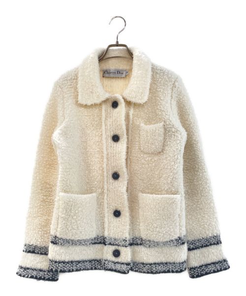 Christian Dior（クリスチャン ディオール）Christian Dior (クリスチャン ディオール) ロゴニットジャケット ホワイト サイズ:XSの古着・服飾アイテム