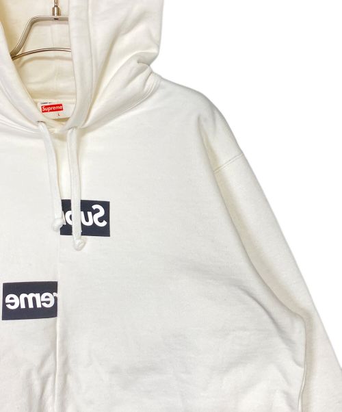 SUPREME（シュプリーム）SUPREME (シュプリーム) COMME des GARCONS SHIRT (コムデギャルソンシャツ) Split Box Logo Hooded Sweatshirt  ホワイト サイズ:Lの古着・服飾アイテム
