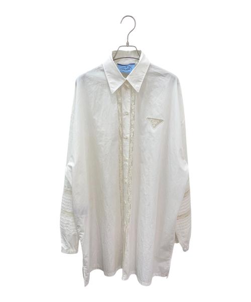PRADA（プラダ）PRADA (プラダ) レースシャツワンピース ホワイト サイズ:42の古着・服飾アイテム