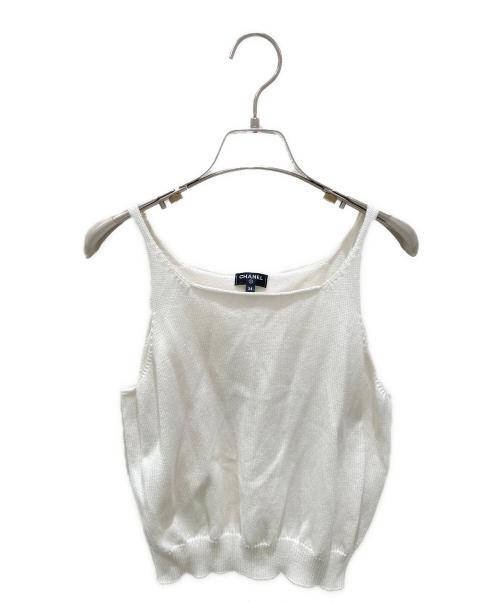 CHANEL（シャネル）CHANEL (シャネル) アンサンブルミックスニットジップアップカーディガン オレンジ×ネイビー サイズ:38の古着・服飾アイテム