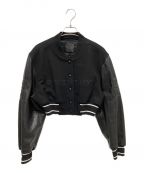 GIVENCHYジバンシィ）の古着「24AW Givenchy Cropped Varsity With Leather Sleeves クロップド ボンバージャケット」｜ブラック