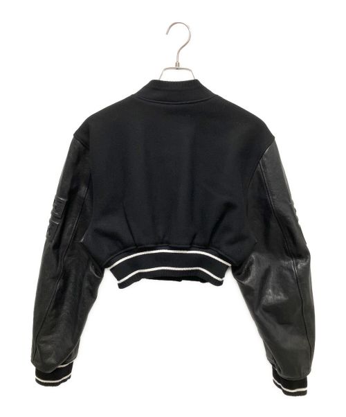 GIVENCHY（ジバンシィ）GIVENCHY (ジバンシィ) 24AW Givenchy Cropped Varsity With Leather Sleeves クロップド ボンバージャケット ブラック サイズ:38の古着・服飾アイテム