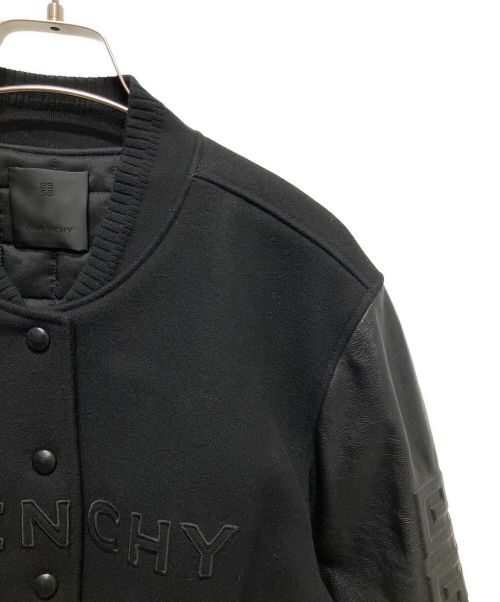 GIVENCHY（ジバンシィ）GIVENCHY (ジバンシィ) 24AW Givenchy Cropped Varsity With Leather Sleeves クロップド ボンバージャケット ブラック サイズ:38の古着・服飾アイテム