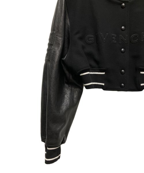 GIVENCHY（ジバンシィ）GIVENCHY (ジバンシィ) 24AW Givenchy Cropped Varsity With Leather Sleeves クロップド ボンバージャケット ブラック サイズ:38の古着・服飾アイテム