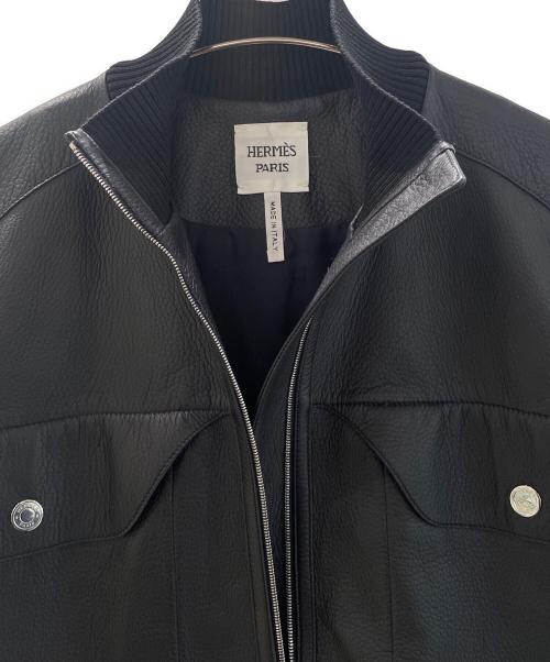 HERMES（エルメス）HERMES (エルメス) ディアスキンレザージャケット ブラック サイズ:38の古着・服飾アイテム