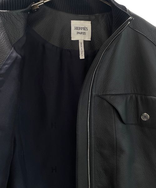 HERMES（エルメス）HERMES (エルメス) ディアスキンレザージャケット ブラック サイズ:38の古着・服飾アイテム