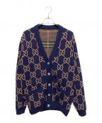 GUCCIグッチ）の古着「Gucci GG Reversible Wool Knit Cardigan GGニットリバーシブルカーディガン」｜ネイビー×ブラウン