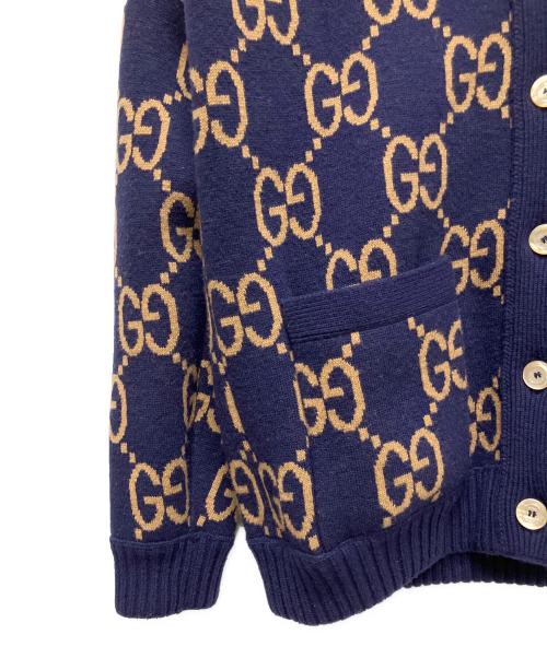GUCCI（グッチ）GUCCI (グッチ) Gucci GG Reversible Wool Knit Cardigan GGニットリバーシブルカーディガン ネイビー×ブラウン サイズ:Sの古着・服飾アイテム