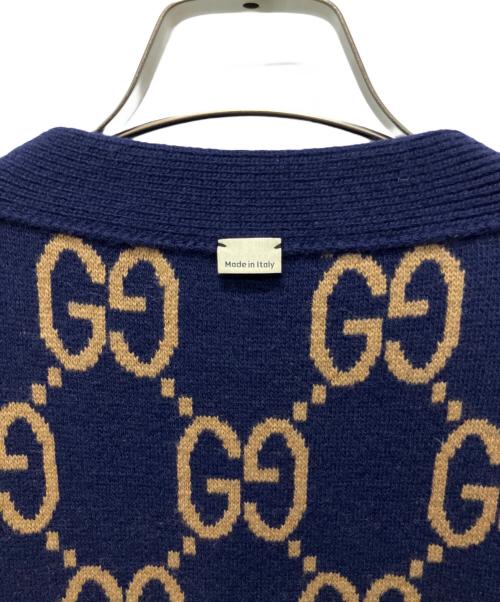 GUCCI（グッチ）GUCCI (グッチ) Gucci GG Reversible Wool Knit Cardigan GGニットリバーシブルカーディガン ネイビー×ブラウン サイズ:Sの古着・服飾アイテム
