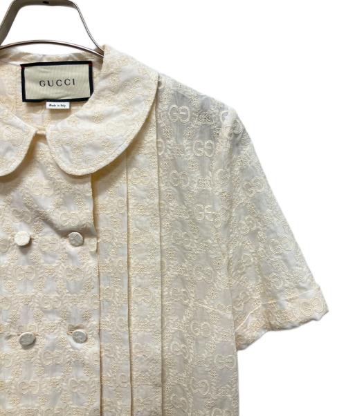 GUCCI（グッチ）GUCCI (グッチ) GGレースブラウス ベージュ サイズ:36の古着・服飾アイテム