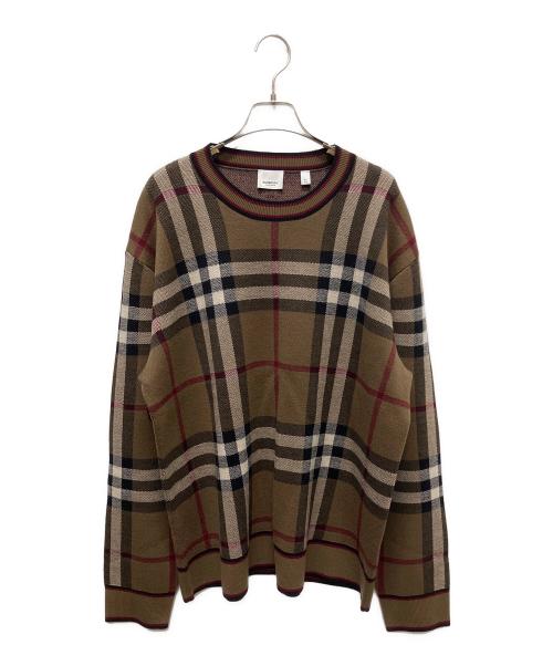 BURBERRY（バーバリー）BURBERRY (バーバリー) ノヴァチェックニット/バーバリーチェックニット ブラウン サイズ:XLの古着・服飾アイテム