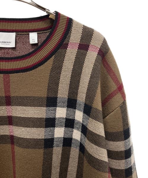BURBERRY（バーバリー）BURBERRY (バーバリー) ノヴァチェックニット/バーバリーチェックニット ブラウン サイズ:XLの古着・服飾アイテム