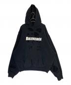 BALENCIAGAバレンシアガ）の古着「Caps Destroyed Hoodie」｜ブラック