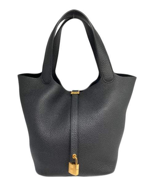 HERMES（エルメス）HERMES (エルメス) ピコタンロック MM/ゴールド金具/トリヨンクレマンス/ブラック/Z刻印 ブラック サイズ:MMの古着・服飾アイテム