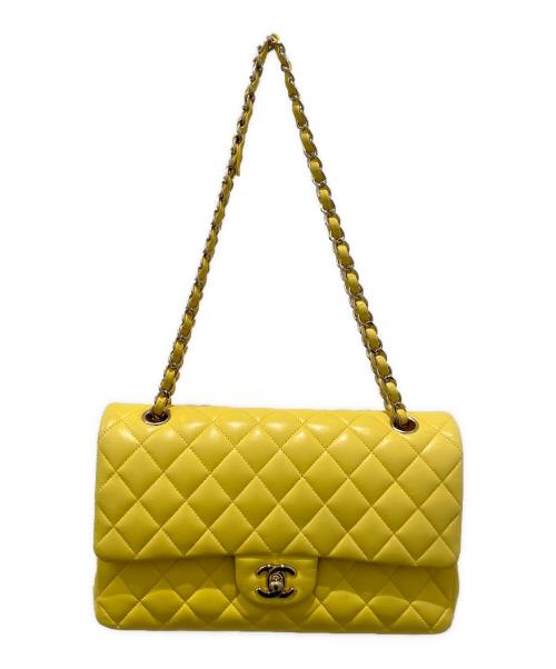 CHANEL（シャネル）CHANEL (シャネル) Wフラップチェーンショルダーバッグ イエロー×ゴールドの古着・服飾アイテム