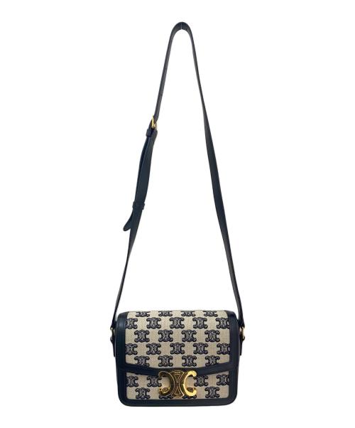 CELINE（セリーヌ）CELINE (セリーヌ) ティーントリオンフバッグ ホワイト×ブラックの古着・服飾アイテム