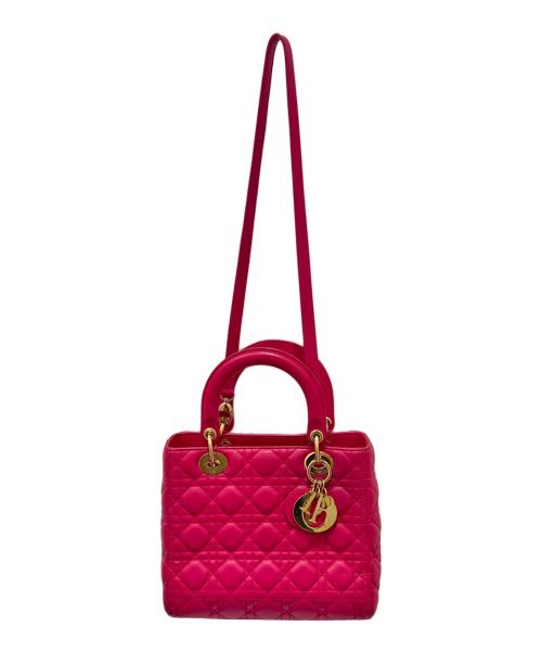 Christian Dior（クリスチャン ディオール）Christian Dior (クリスチャン ディオール) レディディオール ショッキングピンク×ゴールド金具 サイズ:ミディアムの古着・服飾アイテム