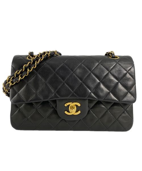 CHANEL（シャネル）CHANEL (シャネル) Wフラップチェーンショルダーバッグ ブラック サイズ:23の古着・服飾アイテム