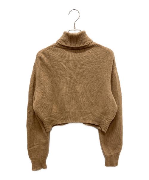 PRADA（プラダ）PRADA (プラダ) 23AW ロゴエンブㇿダイリ― ハイネックニット プルオーバー ブラウン サイズ:38の古着・服飾アイテム