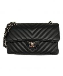 CHANEL（シャネル）の古着「WフラップVステッチチェーンショルダーバッグ」｜ブラック