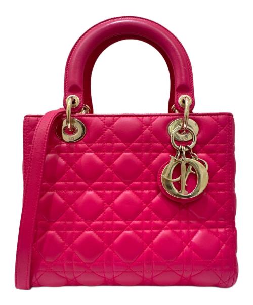 Christian Dior（クリスチャン ディオール）Christian Dior (クリスチャン ディオール) 2WAYバッグ ショッキングピンク×ゴールド金具 サイズ:ミディアムの古着・服飾アイテム