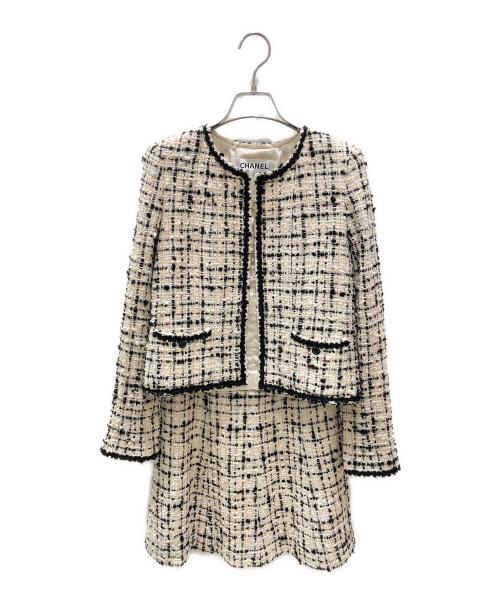 CHANEL（シャネル）CHANEL (シャネル) ツイードセットアップ ホワイト×ブラック サイズ:36の古着・服飾アイテム