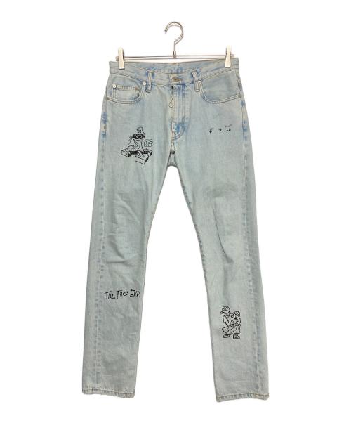 OFFWHITE（オフホワイト）OFFWHITE (オフホワイト) ロゴプリントデニムパンツ サイズ:W29の古着・服飾アイテム