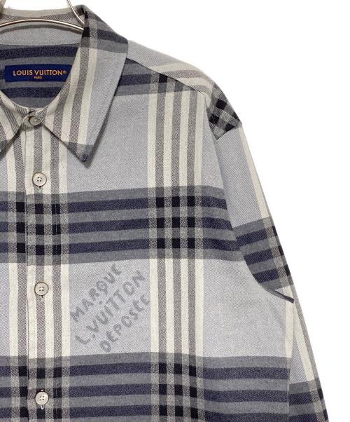 LOUIS VUITTON（ルイ ヴィトン）LOUIS VUITTON (ルイ ヴィトン) ダミエチェックフランネルシャツ ネイビー サイズ:Mの古着・服飾アイテム
