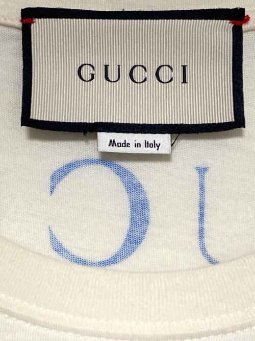 GUCCI（グッチ）GUCCI (グッチ) PARAMOUNT (パラマウント) ロゴTシャツ ベージュ サイズ:XSの古着・服飾アイテム