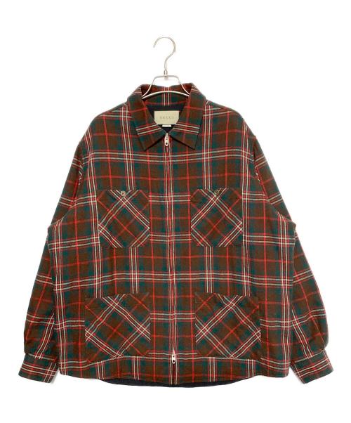 GUCCI（グッチ）GUCCI (グッチ) ジップアップチェックジャケット サイズ:48の古着・服飾アイテム