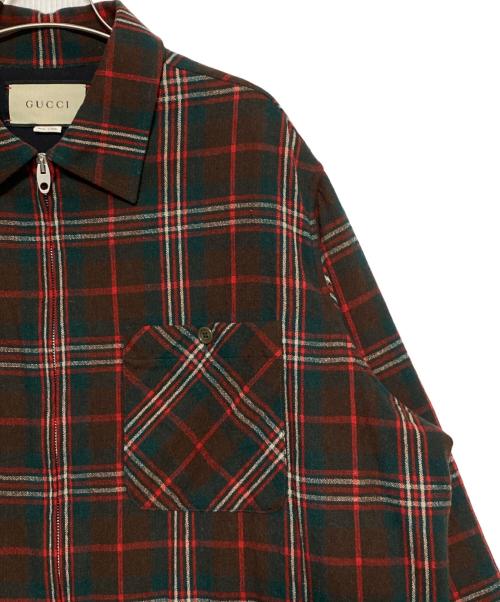 GUCCI（グッチ）GUCCI (グッチ) ジップアップチェックジャケット サイズ:48の古着・服飾アイテム
