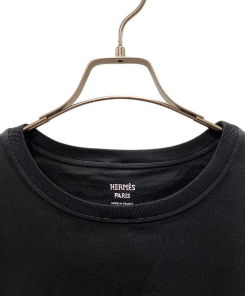 HERMES（エルメス）HERMES (エルメス) クロシェット刺繍ポケットTシャツ ブラック サイズ:40の古着・服飾アイテム
