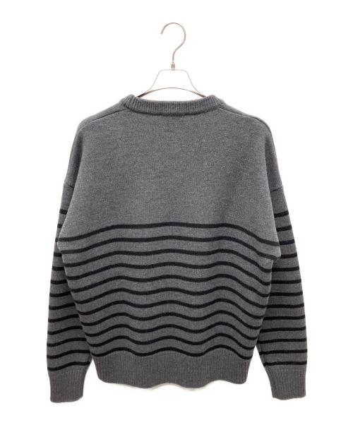 AMIPARIS（アミパリス）AMIPARIS (アミパリス) AMI ハートロゴ ボーダーニット プルオーバー グレー サイズ:Ⅿの古着・服飾アイテム