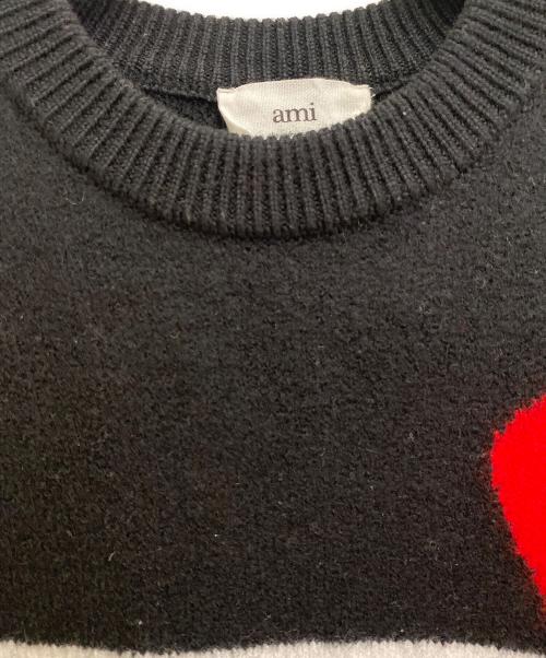 AMIPARIS（アミパリス）AMIPARIS (アミパリス) ハートロゴニット ブラック×ホワイト サイズ:Sの古着・服飾アイテム