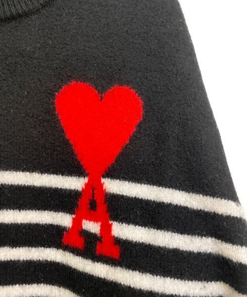 AMIPARIS（アミパリス）AMIPARIS (アミパリス) ハートロゴニット ブラック×ホワイト サイズ:Sの古着・服飾アイテム