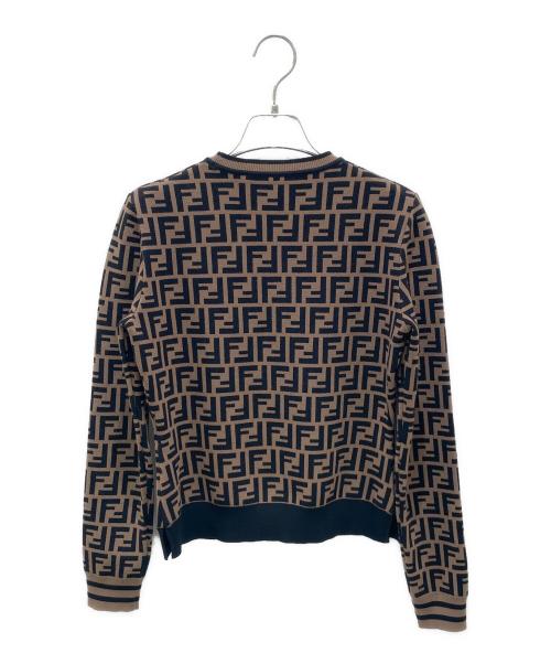 FENDI（フェンディ）FENDI (フェンディ) ズッカ柄ニット ブラウン×ブラック サイズ:38の古着・服飾アイテム