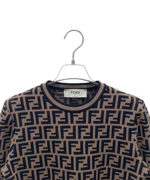 FENDI（フェンディ）FENDI (フェンディ) ズッカ柄ニット ブラウン×ブラック サイズ:38の古着・服飾アイテム