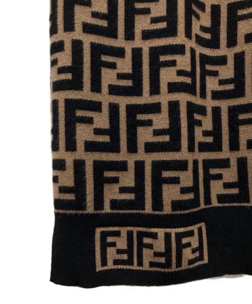 FENDI（フェンディ）FENDI (フェンディ) ファブリックFFロゴモチーフセーター/FFロゴ ズッカ柄 半袖ニット ブラウン サイズ:38の古着・服飾アイテム