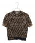 FENDI（フェンディ）の古着「ファブリックFFロゴモチーフセーター/FFロゴ ズッカ柄 半袖ニット」｜ブラウン