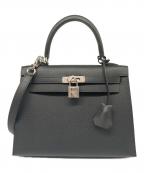 HERMESエルメス）の古着「ケリー25 外縫い/Kelly25 Sellier/シルバー金具/ヴォーエプソン/ブラック/B刻印」｜ブラック