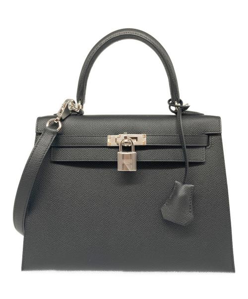 HERMES（エルメス）HERMES (エルメス) ケリー25 外縫い/シルバー金具/ヴォーエプソン/ブラック/B刻印 ブラック サイズ:25の古着・服飾アイテム